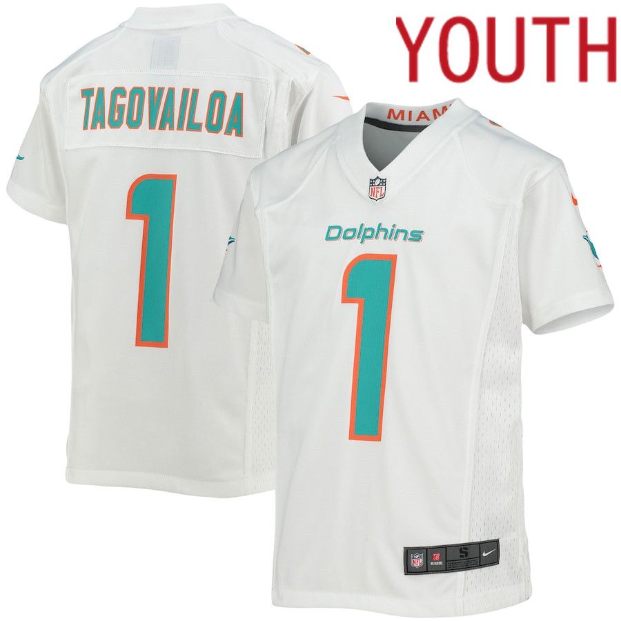 Youth Miami Dolphins 1 Tua Tagovailoa Nike White Game NFL Jersey